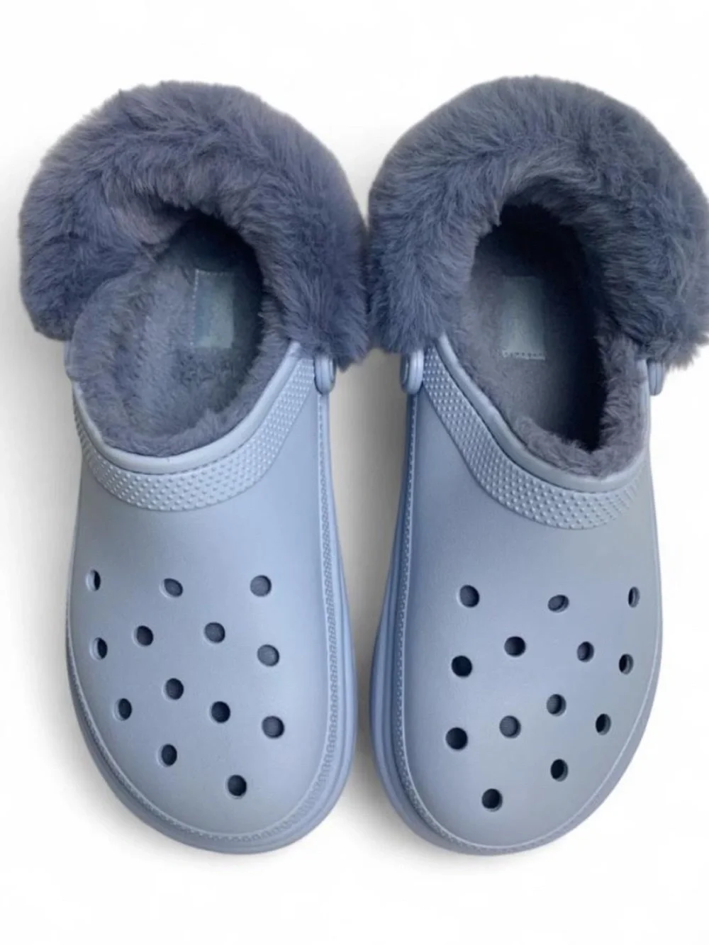 Crocs Classic Platform Lined Clogs Calcite Blue Faux Fur W12/M10